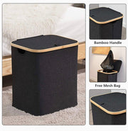 62L Collapsible Laundry Hamper with Lid & Removable Liner – Black