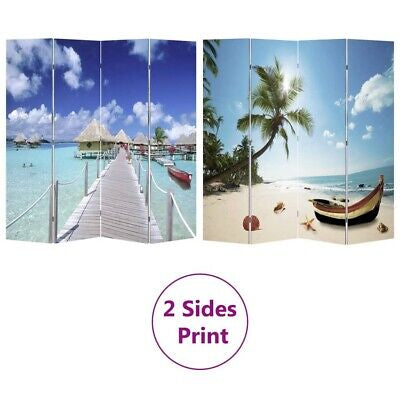 160 × 170 cm Double-Sided Beach-Print Folding Room Divider