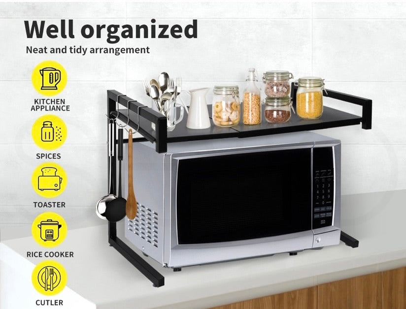 Microwave Oven Shelf Kitchen Organiser Storage Rack Holder Adjustable Stand