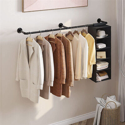 Industrial Iron Pipe Wall-Mounted Garment Rail