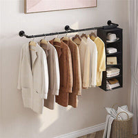 Industrial Iron Pipe Wall-Mounted Garment Rail