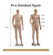 185 cm Full-Body Male Retail Mannequin with Metal Base