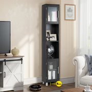 180 cm Five-Tier Tall Storage Cabinet with Glass Doors