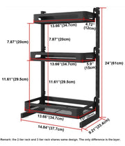 Countertop Spice Rack Set, Stainless Steel Kitchen Cabinet Shelf Organizer, Easy Removable Storage Rack with Knife Holder, Cutting Board Holder and Cutlery Holder, Matte Black (3 Tier)
