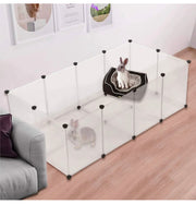 20-Panel Modular PP Small-Animal Playpen – Translucent Black