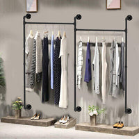 205cm XL Industrial 2-Way Wall-Mounted Garment Rail