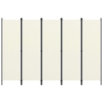 250 × 180 cm 5-Panel Cream Fabric Room Divider