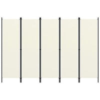 250 × 180 cm 5-Panel Cream Fabric Room Divider