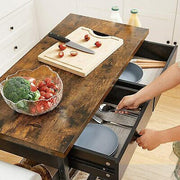 3-Tier Kitchen Storage Trolley with Drawers
