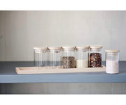 6-Piece 100ml Glass Spice Jar Set with Birch-Wood Base