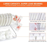 Dish Drying Rack Kitchen-2-Tier Cutlery Metal Draining Dish Drying Rack, with Drain Board