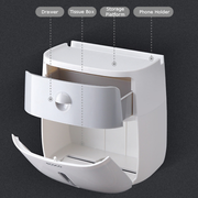 Wall-Mounted Double-Roll Toilet Paper Dispenser with Shelf