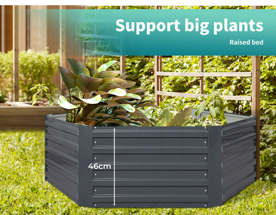 Hexagonal Coated-Steel Raised Garden Bed – 130 × 130 × 46 cm
