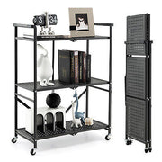 3-Tier Foldable Rolling Metal Storage Cart