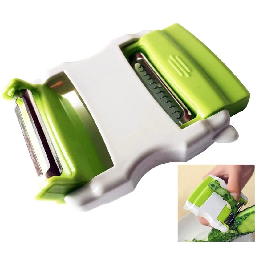 3-in-1 Dual-Blade Vegetable Peeler – Green