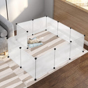 20-Panel Modular PP Small-Animal Playpen – Translucent Black