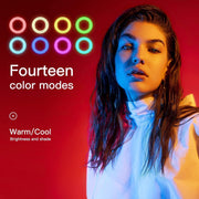Selfie Ring Light - 14 Colors RGB Ring Light with 2 Adjustable Tripod Stand/Phone Holder/Camera Remote Shutter Best 10 Brightness Levels Dimmable LED Ring Light for Makeup,YouTube, Photography