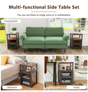Industrial Wooden Bedside Tables – Set of 2
