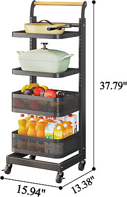 4-Tier Adjustable Rolling Storage Cart