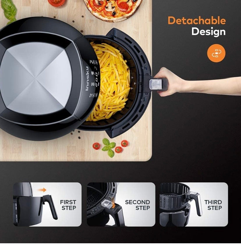 Air Fryer 5.5L, 1700W Air Fryer for Roasting, High-Tech Cooking appliances & Oilless Cooker with LED Touchscreen, 8 Cooking Presets, Preheat & Recipes Book