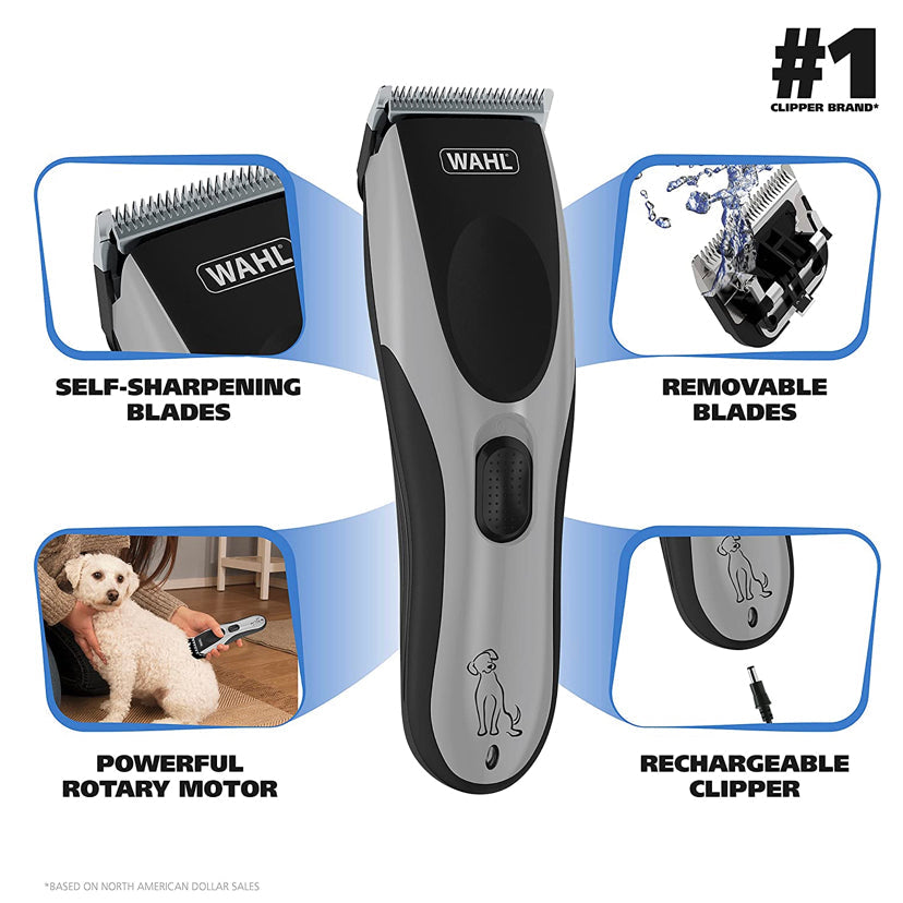 Wahl Easy Pro Pet Rechargeable Dog Grooming Kit – Quiet Low Noise Heavy-Duty Electric Dog Clipper for Dogs & Cats with Thick & Heavy Coats - Model 9549