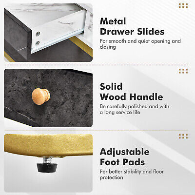 Faux-Marble Console Table with Shelf
