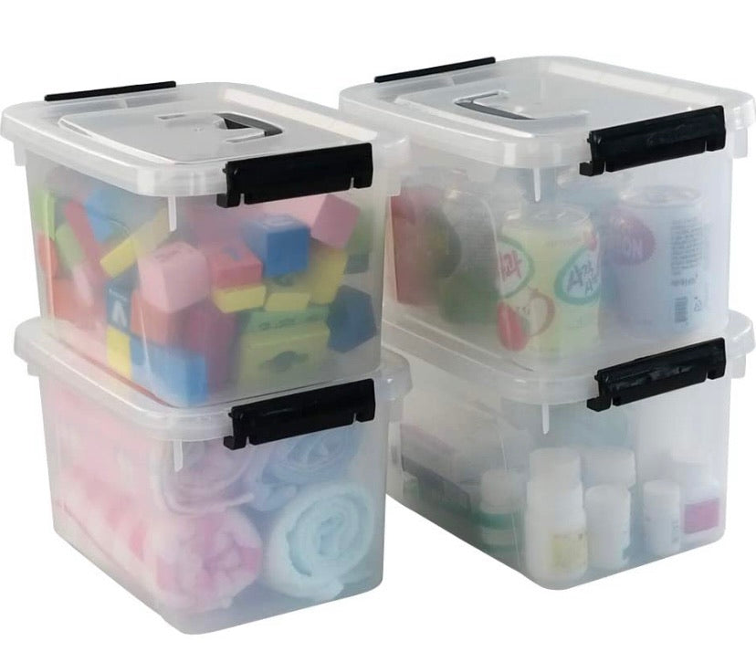 5L Clear Latching Storage Boxes – 4 Pack