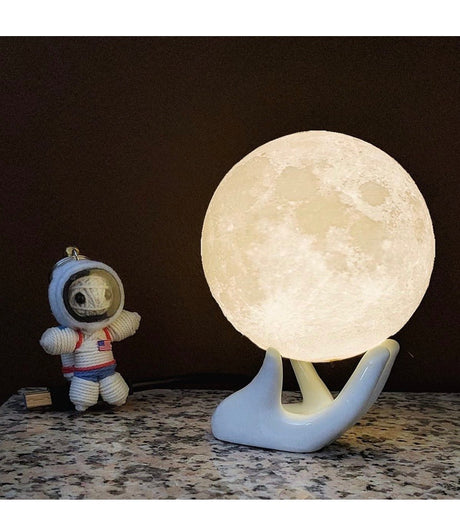 Moon Lamp Balkwan 3.5 inches 3D Printing Moon Light uses Dimmable and Touch Control Design,Romantic Funny Birthday Gifts for Women ,Men,Kids,Child and Baby. Rustic Home Decor Rechargeable Night Light (3.5 inches)