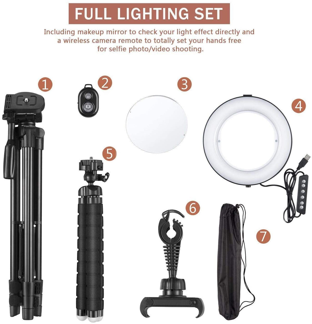Selfie Ring Light - 14 Colors RGB Ring Light with 2 Adjustable Tripod Stand/Phone Holder/Camera Remote Shutter Best 10 Brightness Levels Dimmable LED Ring Light for Makeup,YouTube, Photography