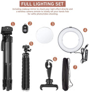 Selfie Ring Light - 14 Colors RGB Ring Light with 2 Adjustable Tripod Stand/Phone Holder/Camera Remote Shutter Best 10 Brightness Levels Dimmable LED Ring Light for Makeup,YouTube, Photography