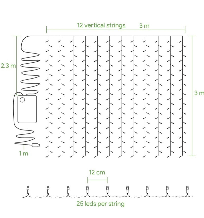 LED Window String Fairy Lights USB & Battery Powered with Remote Control Daylight White