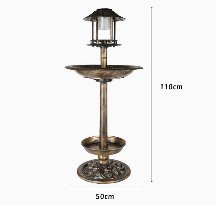Ornamental Solar Bird Bath Light Garden Ornaments Feeder
