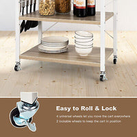 3-Tier Rolling Kitchen Storage Trolley with Hooks