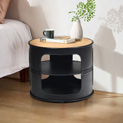 3-Tier Round Coffee Table with Storage Shelves