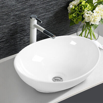 High-Gloss Oval Ceramic Countertop Basin – 41 cm
