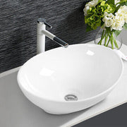 High-Gloss Oval Ceramic Countertop Basin – 41 cm