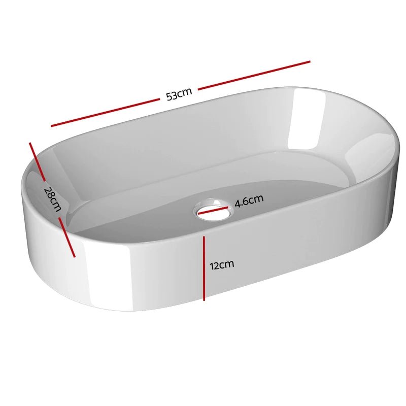 Long Rectangular Ceramic Above-Counter Basin