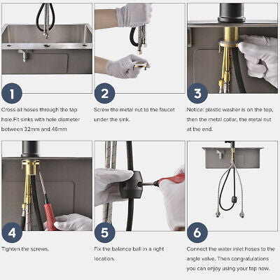 Matte Black Brass Pull-Out Kitchen Mixer Tap