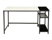 Computer Desk with 2-Tier Shelves – White & Black