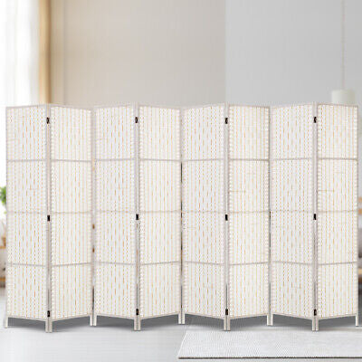 8-Panel White Pine & Woven-Paper Folding Room Divider