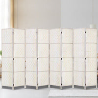 8-Panel White Pine & Woven-Paper Folding Room Divider