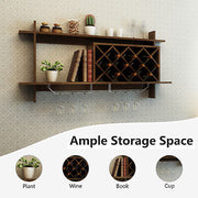 Wall-mounted Wine Rack Bottle Glass Holder Wine Storage Shelf Bar Home