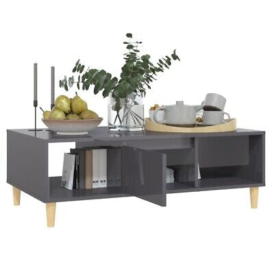 High-Gloss Grey Coffee Table – 103.5 × 60 cm