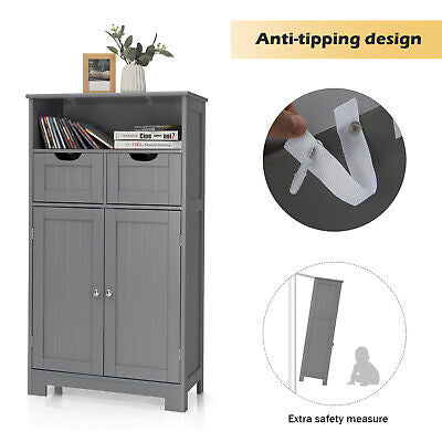 Freestanding Bathroom Storage Cabinet with Adjustable Drawers