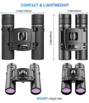 8×21 Compact Folding Binoculars with Strap & Carry Bag