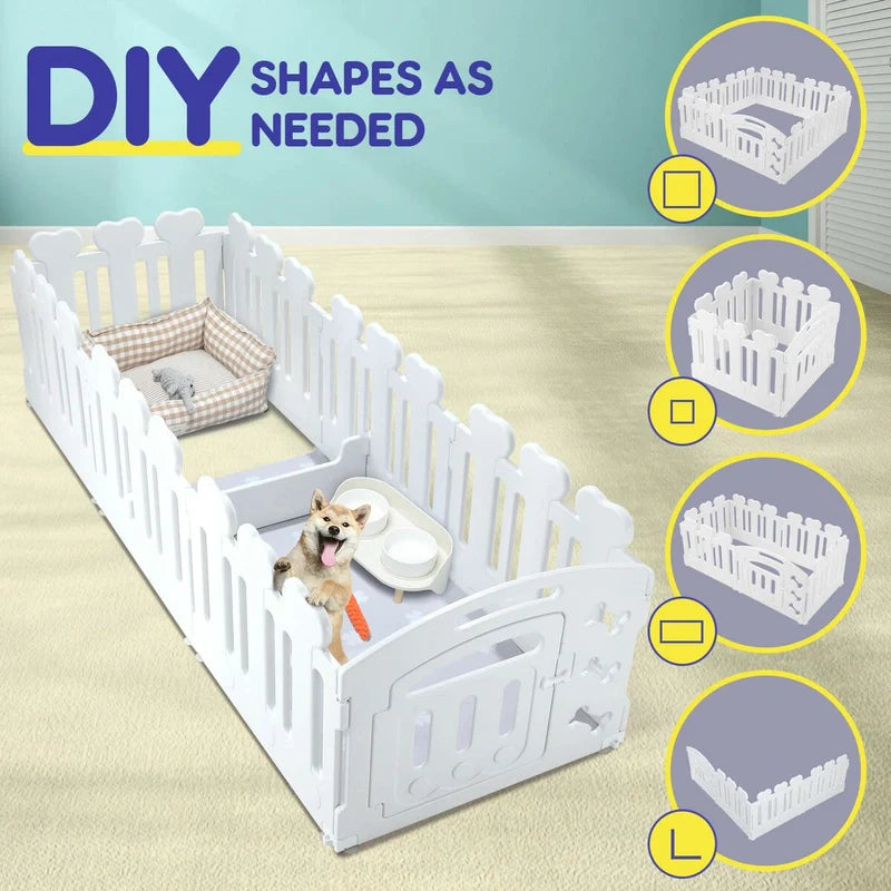 Metal Pet Playpen & Whelping Enclosure with Gate