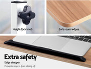 Mobile Adjustable Bedside Laptop Table – White or Light Wood
