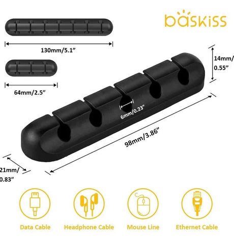 Cable Clips Cord Management Organizer, 3 Packs Adhesive Hooks, Wire Cord Holder Power Cords Charging Accessory Cables, Mouse Cable, PC, Office Home (7, 5 and 3 Slots) (Black)