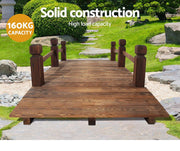 Garden Wooden Rustic Bridge Decoration Decor Outdoor Landscape 160cm Length Rail