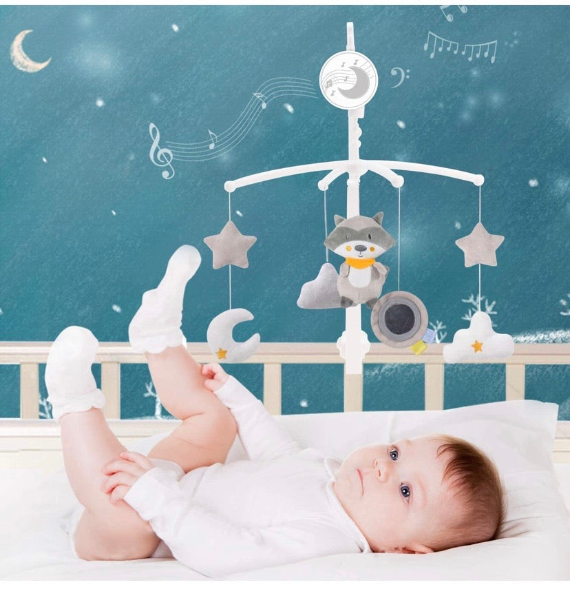 Kids Wind-Up Baby Musical Crib Mobile, Raccon